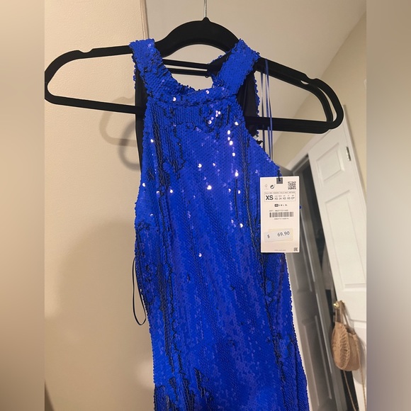 Royal Blue Sequin MIDI Dress with Slit - NEW with tags - Picture 4 of 4